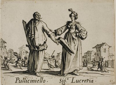 Pulliciniello - Signora Lucretia, placa 9 de Balli di Sfessania de Jacques Callot