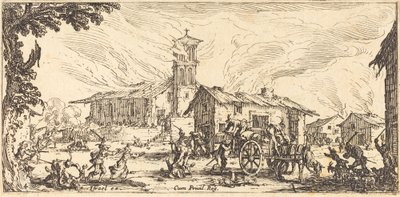 Devastando e queimando uma vila de Jacques Callot