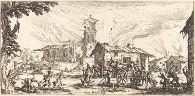 Devastando e queimando uma vila de Jacques Callot