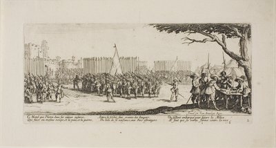 Recrutamento de tropas, placa dois de The Miseries of War de Jacques Callot