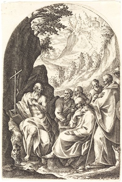 São Jerônimo instruindo seus discípulos no deserto de Jacques Callot