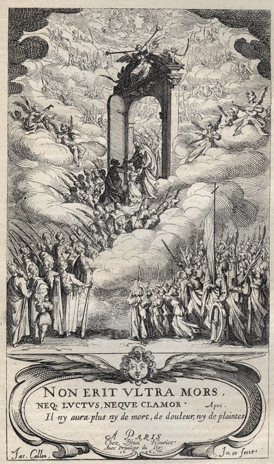 Santos e santos apressando-se na porta do Paraíso - composição e gravura de Jacques Callot (1592-1635) de Jacques Callot