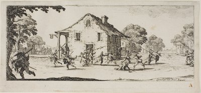 Cena de pilhagem, prato quatro de As misérias da guerra de Jacques Callot