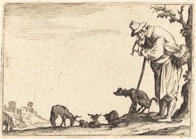 pastor tocando flauta de Jacques Callot