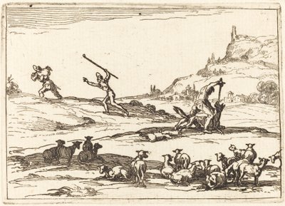 Pastores defendendo seus rebanhos de Jacques Callot