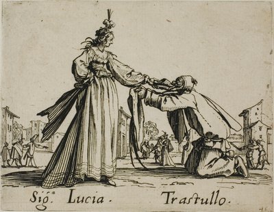 Signora Lucia - Trastullo, chapa 21 de Balli di Sfessania de Jacques Callot