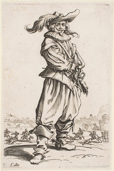 Soldado com chapéu de penas, da série “A Nobreza de Lorraine” de Jacques Callot