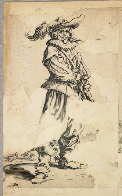 Soldado com Chapéu de Penas, de La Noblesse de Lorraine (verso), c.1620-23 de Jacques Callot