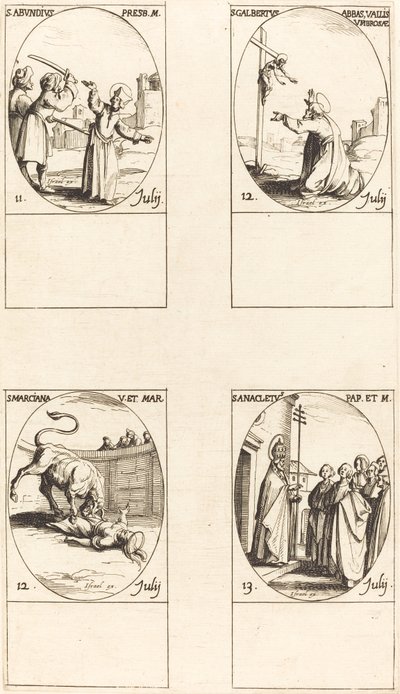 St Mais abundantemente St Galberto St Marciana; St Anacleto de Jacques Callot