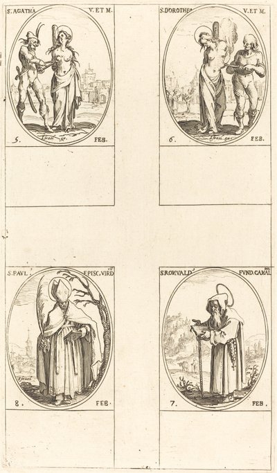 Santa Ágata; Santa Doroteia; São Romualdo de Ravena; São Paulo, Bispo de Verdun de Jacques Callot