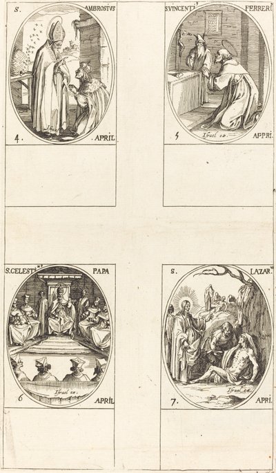 Santo Ambrósio; São Vicente Ferrer; São Celestino; São Lázaro de Jacques Callot