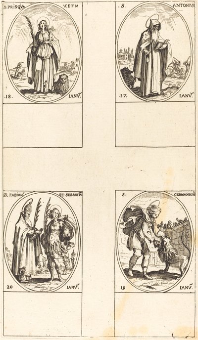 Santo António; Santa Prisca; São Germânico; Sts. Fabiano e Sebastião de Jacques Callot
