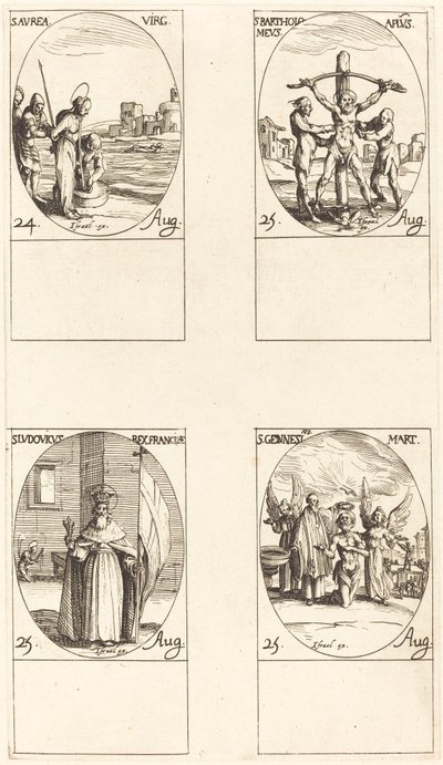 St. Aurea, St. Bartholomew, St. Louis, St. Genesius. de Jacques Callot