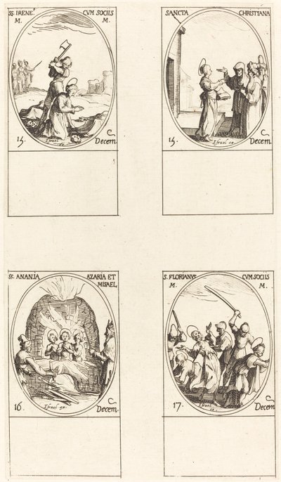 Santa Bibiana; São Birino; Santa Bárbara; São Sabbas de Jacques Callot