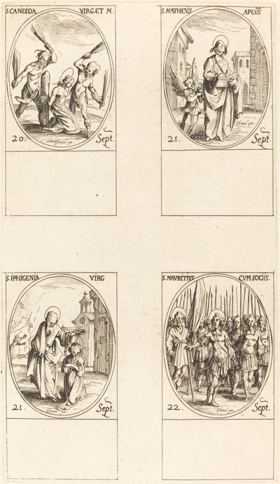 St. Canida; São Mateus; Santa Ipigênia; São Maurício e Companheiros de Jacques Callot