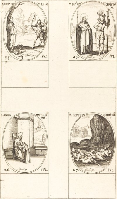 Santa Cristina; São Tiago, Apóstolo e São Cristóvão; Santa Ana; Sete Dormentes de E de Jacques Callot