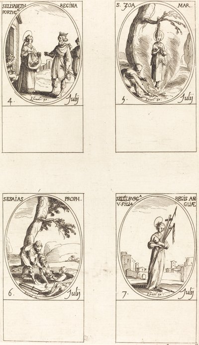 Santa Isabel de Portugal; Santa Zoé; São Isaías, Profeta; St. Edelburge de Jacques Callot