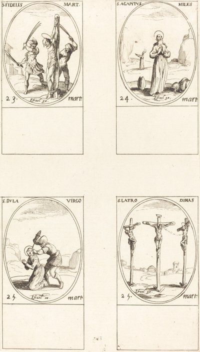 St. Fiel St. Ágapeto St. Dula; St. Ladrão Dimas de Jacques Callot