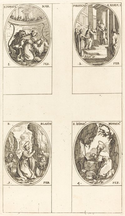 Santo Inácio; Purificação da Virgem; São Brás; Santo Isidoro de Jacques Callot