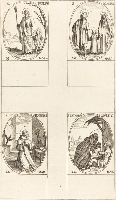 São José; São Joaquim; São Bento, Abade; Santa Catarina da Suécia de Jacques Callot