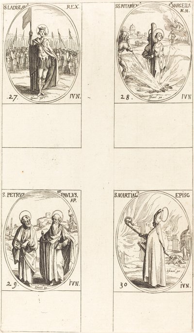 São Ladislau, Santos Potamiana e Marcella, Santos Pedro e Paulo, Apóstolos, São Marcial. de Jacques Callot