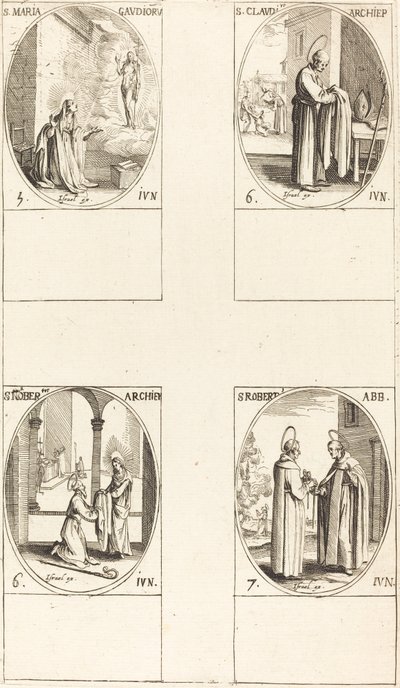 Santa Maria Gaudioru, São Cláudio, São Norberto, São Roberto. de Jacques Callot