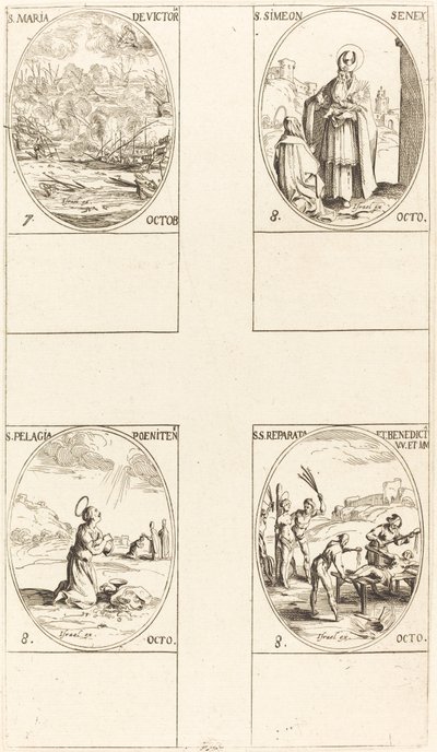 Santa Maria da Vitória; São Simeão, Profeta; Santa Pelagia; Sts. Reparata e Benedita de Jacques Callot