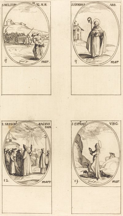 São Meliton; São Firmino; São Gregório Magno; Santa Eufrásia de Jacques Callot