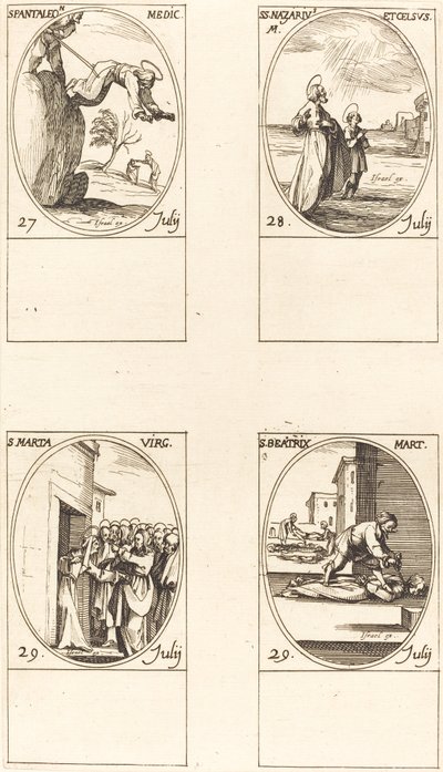 São Pantaleão; Sts. Nazário e Celso; Santa Marta; Santa Beatriz de Jacques Callot