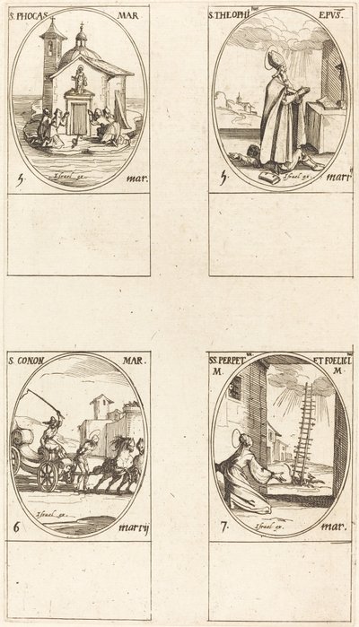 St. Focas; St. Teófilo St. Cone; Sts. Eterno e Felicidade de Jacques Callot