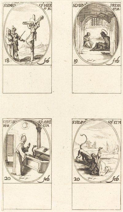 St Simeão St Gabínio; St Eucarius St Silvano de Jacques Callot