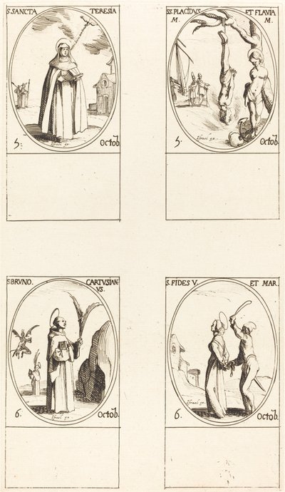 Santa Teresa; São Plácido e Flávia; São Bruno; Santa Fé de Jacques Callot