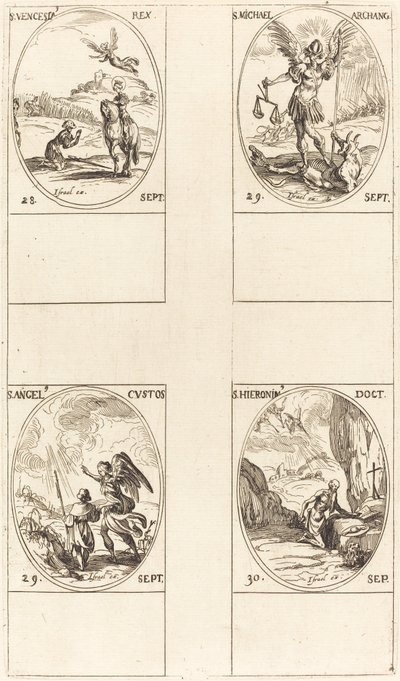 São Venceslau; São Miguel, Arcanjo; O Anjo da Guarda; São Jerônimo de Jacques Callot