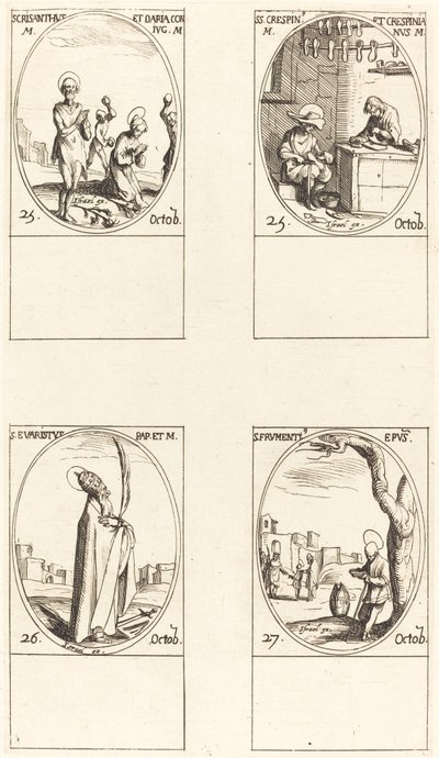 Sts. Crisanto & Daria; Sts. Crispin & Crispinian; São Evaristo; São Frumentius de Jacques Callot