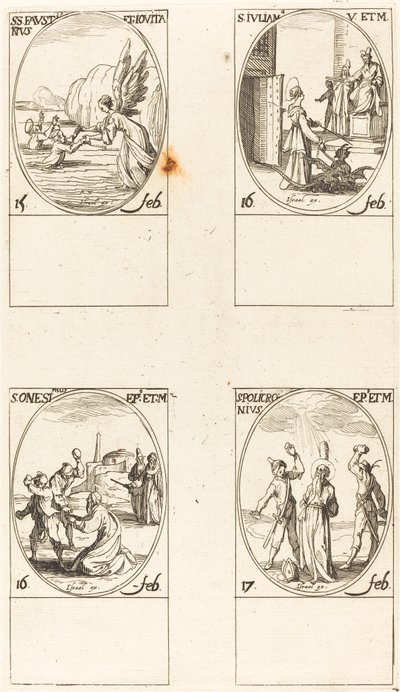 Sts. Faustino e Jovita; St Juliana; St Onésimo; St Policronius de Jacques Callot