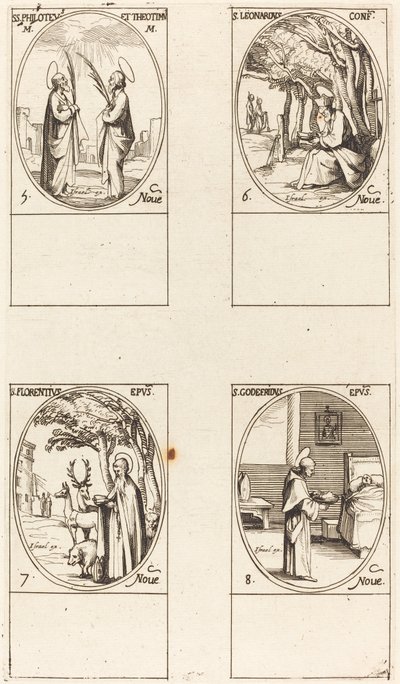 Sts. Filoteu e Teótimo; São Leonardo; São Florentino; São Godofredo de Jacques Callot