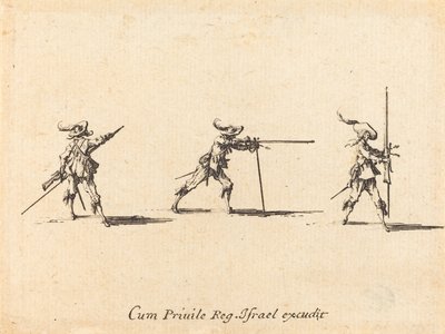 Tomando a Posição de Fogo com o Mosquete, 16341635. de Jacques Callot