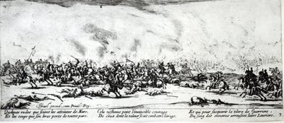 A batalha, prato 3 de "As misérias e infortúnios da guerra", gravado por Israel Henriet (c.1590-1661) 1633 de Jacques Callot