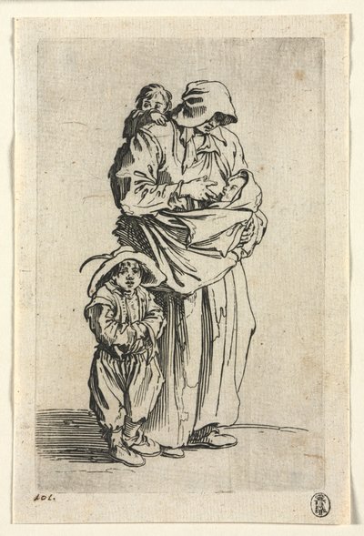Os Mendigos: Uma Mãe e Seus Três Filhos, c. 1623 de Jacques Callot