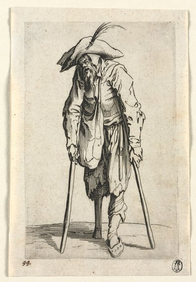 Os Mendigos: Mendigo com Perna de Madeira, c. 1623 de Jacques Callot