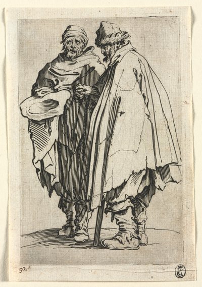 Os Mendigos: O Cego e Seu Companheiro, c. 1623 de Jacques Callot