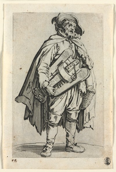 Os Mendigos: O Jogador Hurdy-Gurdy, c. 1623 de Jacques Callot