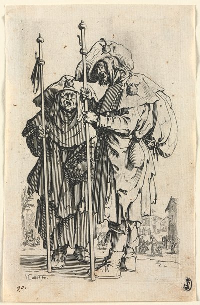 Os Mendigos: Os Dois Peregrinos, c. 1623 de Jacques Callot