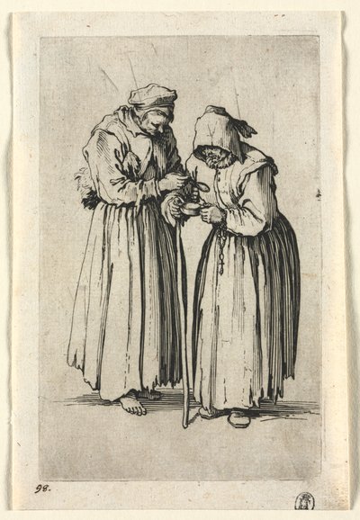 Os mendigos: duas mendigos de Jacques Callot