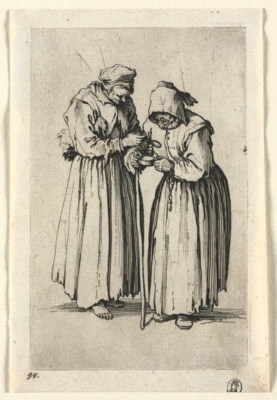 Os Mendigos: Duas Mendigas, c. 1623 de Jacques Callot