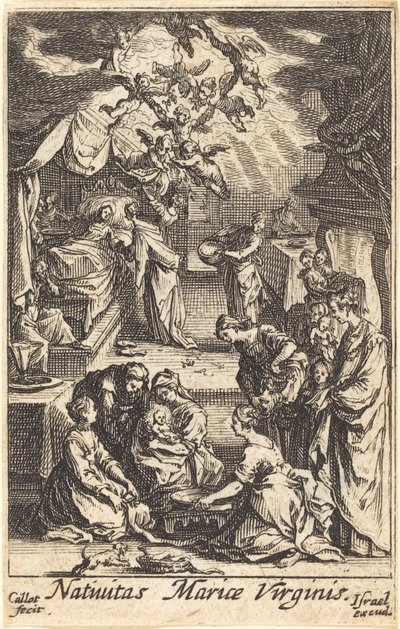 O Nascimento da Virgem, em ou depois de 1630. de Jacques Callot
