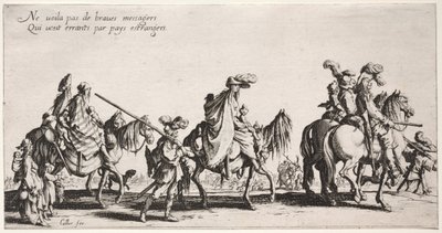 Os boêmios: Os boêmios marchando: a vanguarda, c. 1621-1625. de Jacques Callot