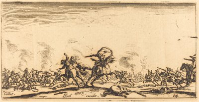 O Combate de Cavalaria com Pistolas, c. 16321634. de Jacques Callot