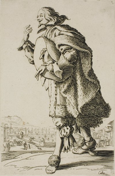 O general que faz continência segurando o chapéu debaixo do braço, prato dois de La Noblesse de Jacques Callot