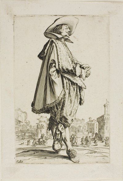 O cavalheiro de mãos postas, placa onze de La Noblesse de Jacques Callot